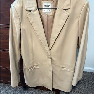 Abercrombie & Fitch Women's Beige Blazer vegan leather